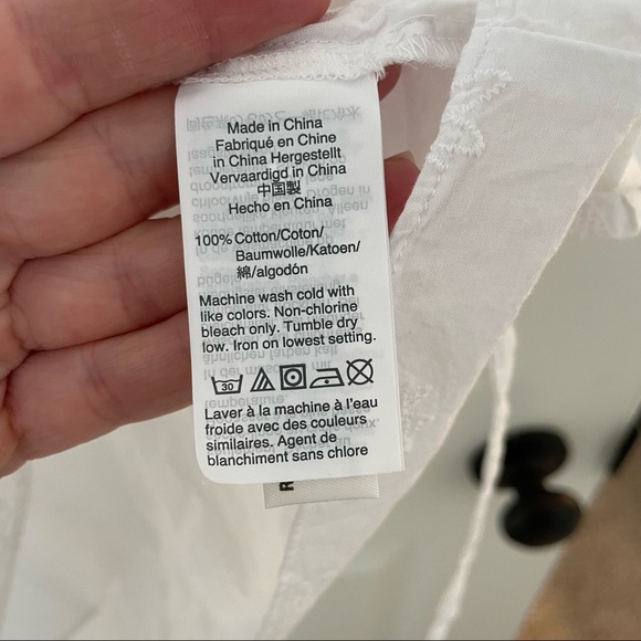 NWT Madewell‎ White Cotton Eyelet Side-Tie Ruffle Peplum Top XXS - Picture 6 of 6